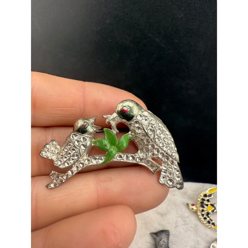 Vintage Bird‎ Brooch Lot Silver Tone